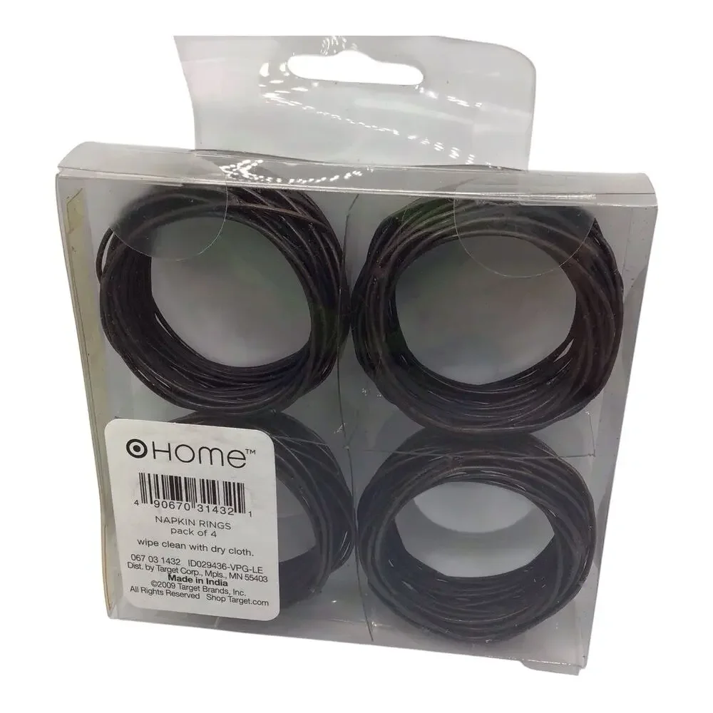 Home Target Brown Metal Woven Napkin Rings Set of 4 New